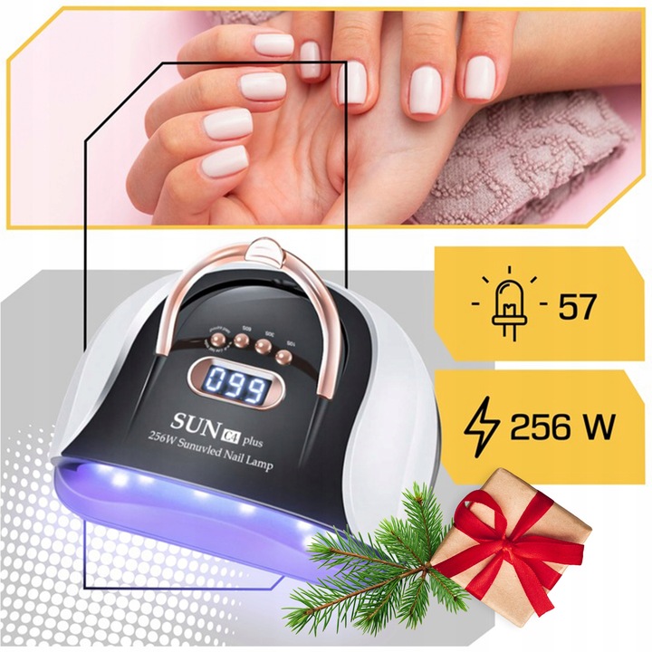 Zestaw do paznokci hybryd LAMPA UV 256W + FREZARKA profesjonalna NA PREZENT Zawiera baterie nie